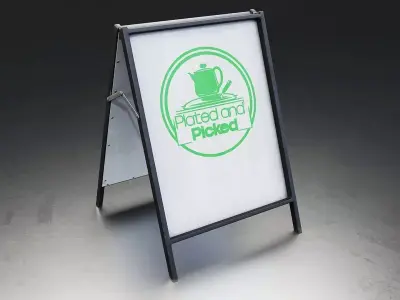 Cafe Sidewalk Signboard 3D Model Low-poly 3D model