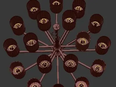 LIAISON gold chandelier with glass shades 3D model