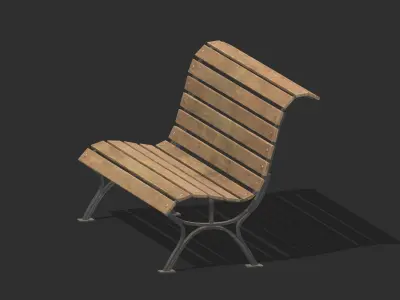 Bench 08 Low Poly PBR Realistic Low-poly 3D model