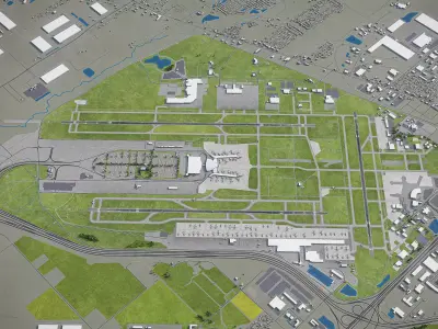 Indianapolis - International Airport - IND Low-poly 3D model