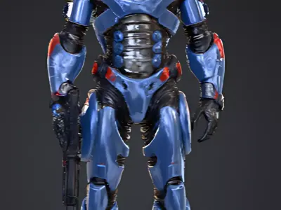 Futuristic Armored Soldier   Sci-Fi Game Ready 3D Character PBR 3D model