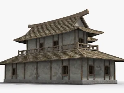 Ancient house x4 Low-poly 3D model