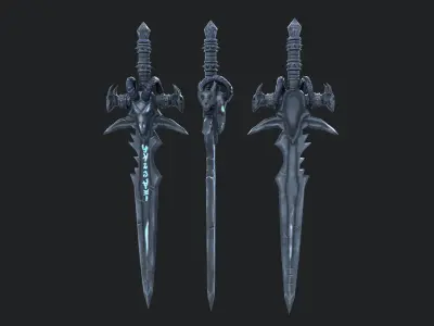 Frostmourne sword with lights Low-poly 3D model