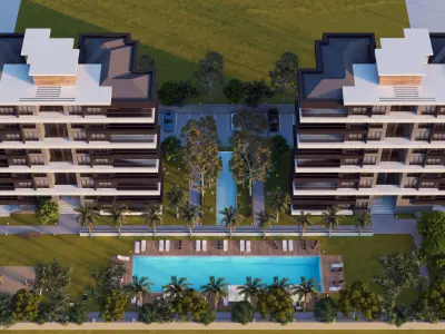 Modern two-block multi-storey site project 3D model