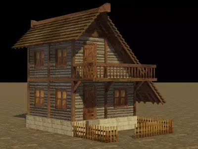 Medieval house 9 Low-poly 3D model