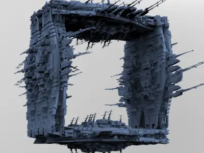 Cube Space station Huge 3 3D model