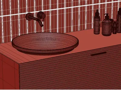 Black Minimalist Bathroom Interior Scene 3D model