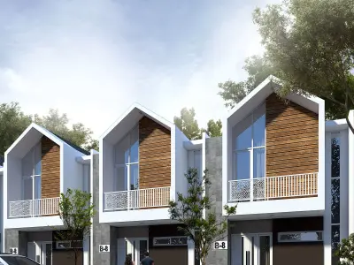 Modern Minimalist House Design 6x12m 60 sqm 2 Floors Skp Only Low-poly 3D model