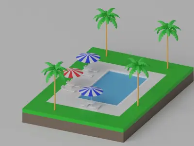 Cartoon Swimming Pool 3D model