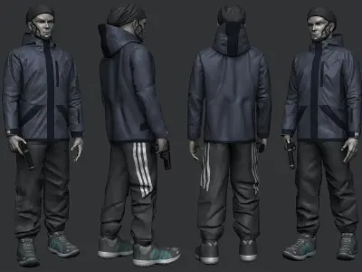 Humanoid man in jacket 3D model