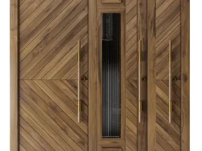 Modern Wood Door Set 02  3D model