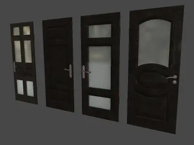 Giant door collection Low-poly 3D model