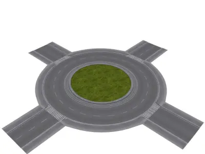 Modular Road network Low-poly 3D model