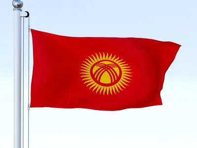 Animated Kyrgyzstan Flag Low-poly 3D model