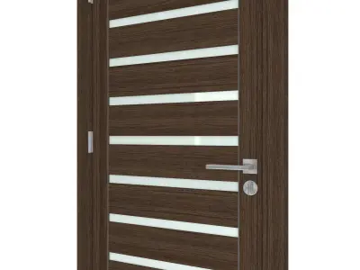 Door-054 wooden door with glass panels 3D model