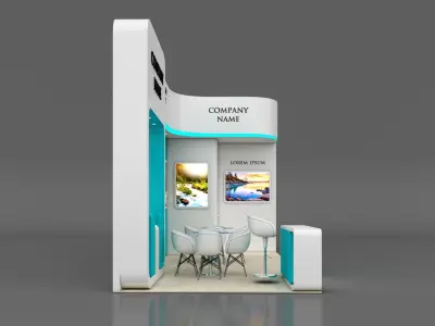 Booth Exhibition Stand Stall 7x3m Height 500 cm 2 Side Open 3D model