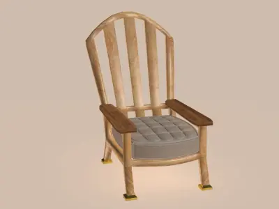 Modern wooden and cotton launch chair 3D model