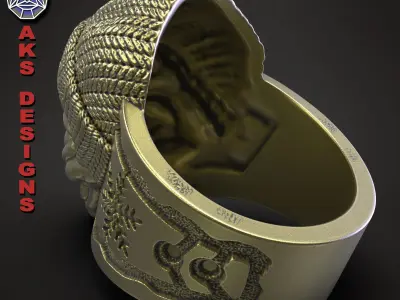 skull ring  jewelry Alien with cap v1  3D print model