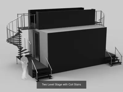 Stages Collection booth with stairs 3D Model Pack
