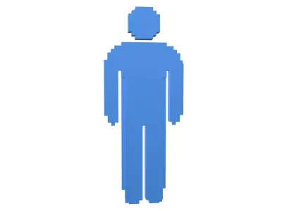 Voxel Style Boy Symbol v3 003 Low-poly 3D model