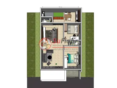 House 7x12m code 615 - Sketchup 3D model 3D model 3D model