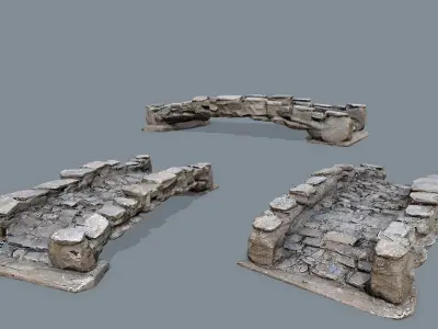 Ruin wall  Low-poly 3D model