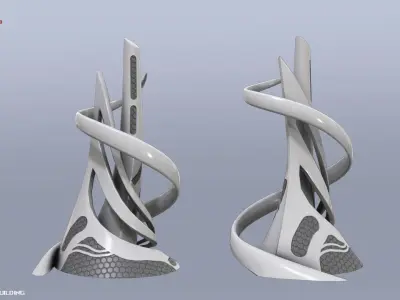 Scifi building Low-poly 3D model get