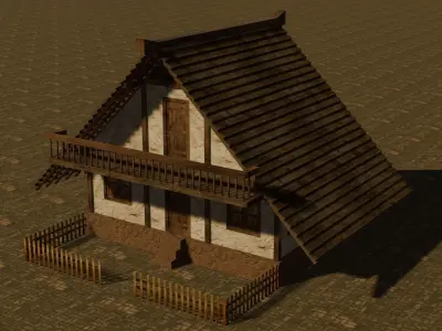 Medieval house six 14 Low-poly 3D model