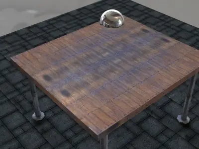 Old Wood Table Free low-poly 3D model