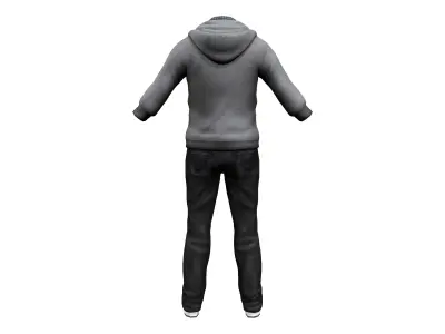 Casual Hoody Street Full Outfit Low-poly 3D model