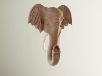 Elephant Wooden Sculpture 3D model