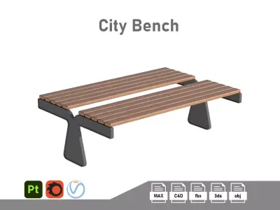 City Bench 14 Low-poly 3D model