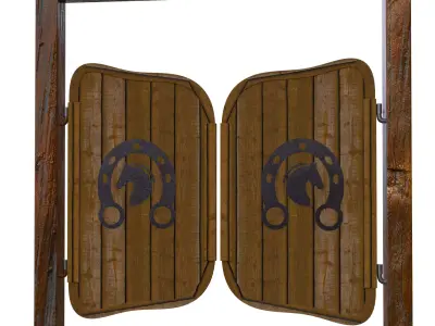 Wooden Cowboy Bar Doors Low-poly 3D model