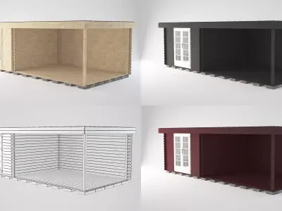 Wooden garden shed 3D model