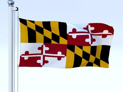 Animated Maryland Flag Low-poly 3D model