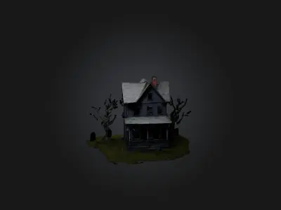 Realistic Haunted House Model Low-poly 3D model