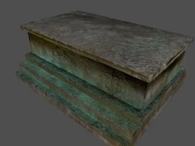 Tomb 2 stone bench Low-poly 3D model