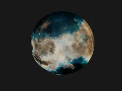 HDRI Panoramic Sky - VR 360 starfield extreme outer space nebula Low-poly 3D model