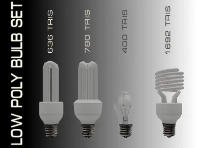 Lowpoly Light Bulb Set 3D model