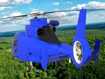  Blue Patrol Helicopter Rigged for Cinema 4D 