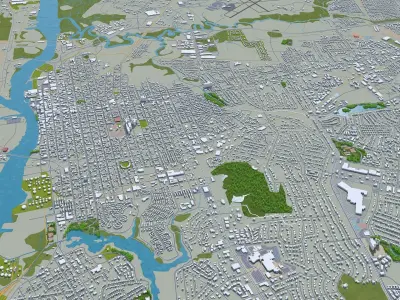 Wilmington North Carolina USA 25km Low-poly 3D model