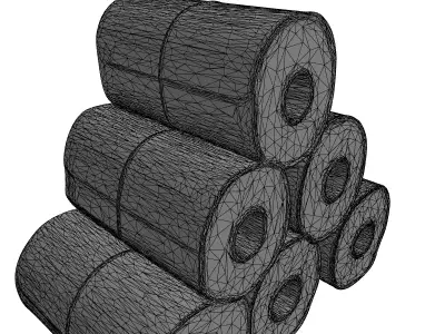 Industrial White Label Rolls Stack Low-poly 3D model