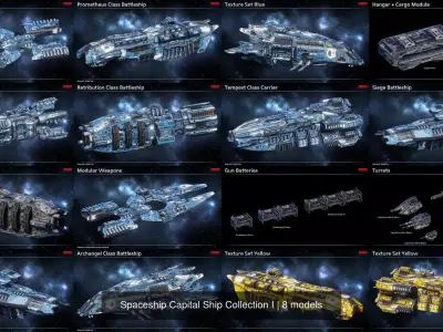 Spaceship Capital Ship Collection I 3D Model Pack