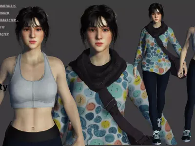 AAA 3D BEAUTIFUL TEENAGE GIRL CASUAL -REALISTIC CHARACTER Low-poly 3D model
