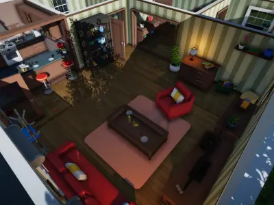 House with Furniture Low-poly 3D model