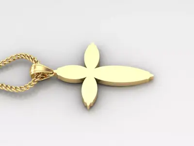 Light Gold 18K Cross Pendant 1CP094 3D print model