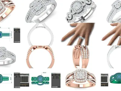 SOLITAIRE COLLECTION diamond rings 3D Model Pack