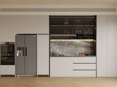 Refrigerator and Sideboard 3D model