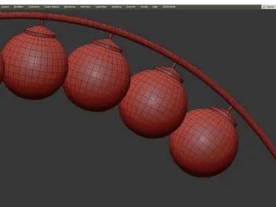 Ceiling lamp arc and balls Low-poly 3D model