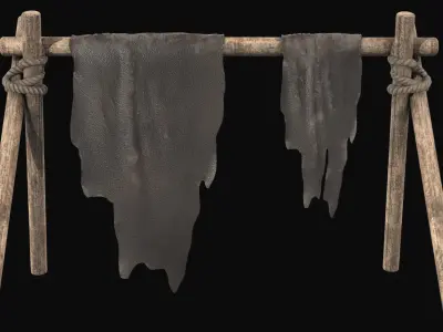 Medieval Market- Leather Hanger and Stool Free 3D model